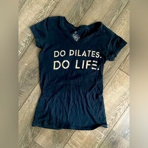 Black Short Sleeve Tee with Pilates Slogan